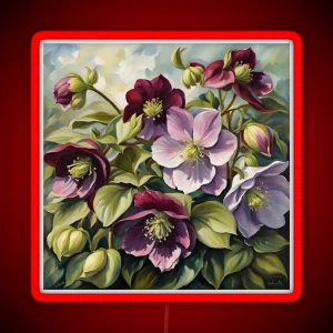 Hellebores Delicate Bouquet Art RGB Neon Sign