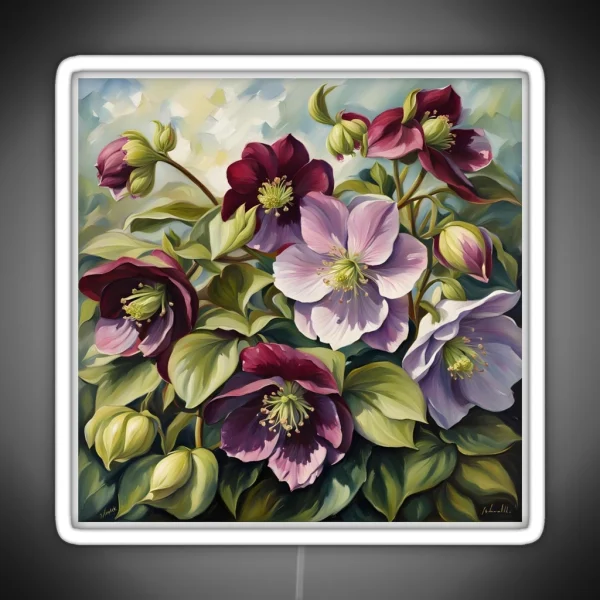 Hellebores Delicate Bouquet Art RGB Neon Sign