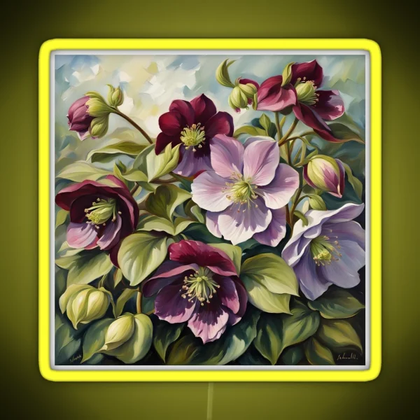 Hellebores Delicate Bouquet Art RGB Neon Sign