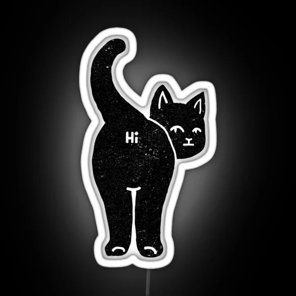 Hello Cat Butt Minimalist Black RGB Neon Sign