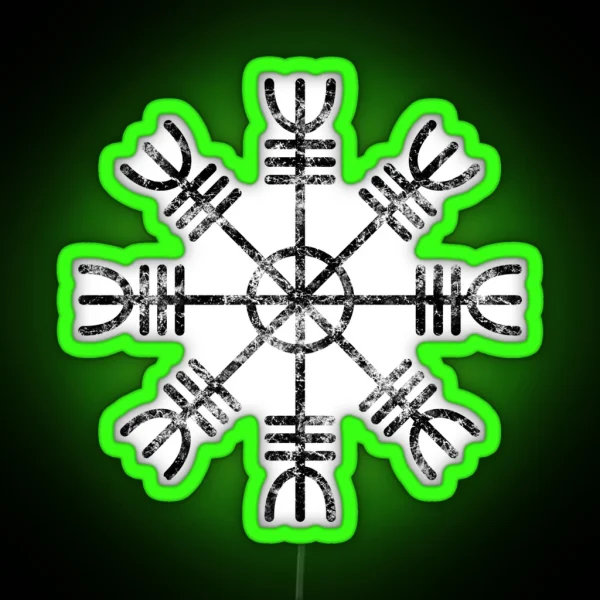 Helm Of Awe Or Aegishjalmur Symbol Viking Art Icelandic RGB Neon Sign