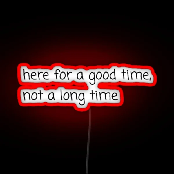 Here For A Good Time Not A Long Time Led RGB Neon Sign