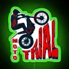 Neon bike trial motorbike sign with colorful rgb illumination design