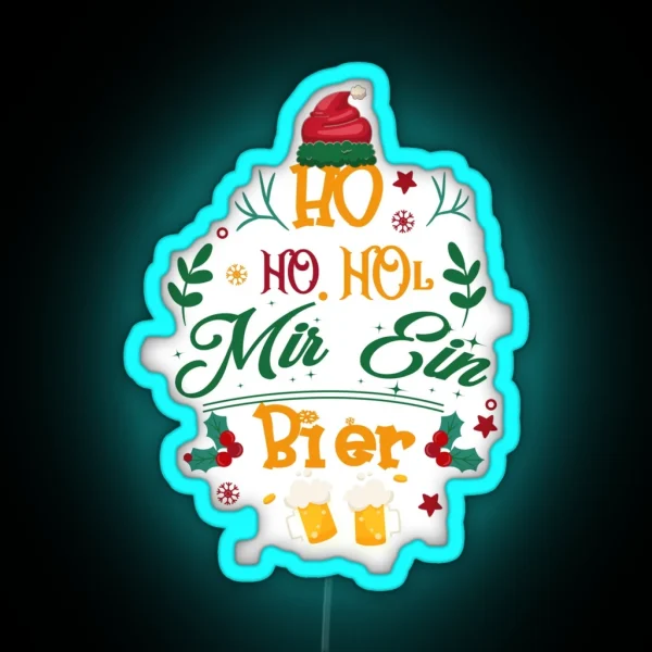 Herren Witziges Weihnachten Ho Ho Hol Mir Ein Bier Ugly Christmas Led RGB Neon Sign