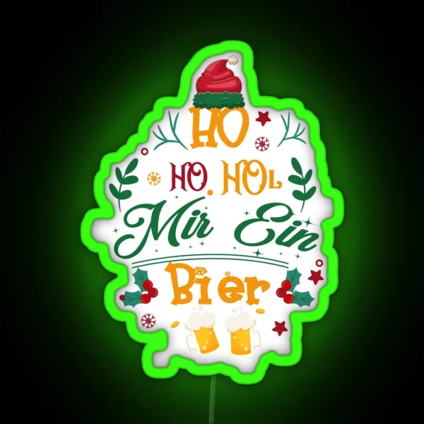 Herren Witziges Weihnachten Ho Ho Hol Mir Ein Bier Ugly Christmas Led RGB Neon Sign