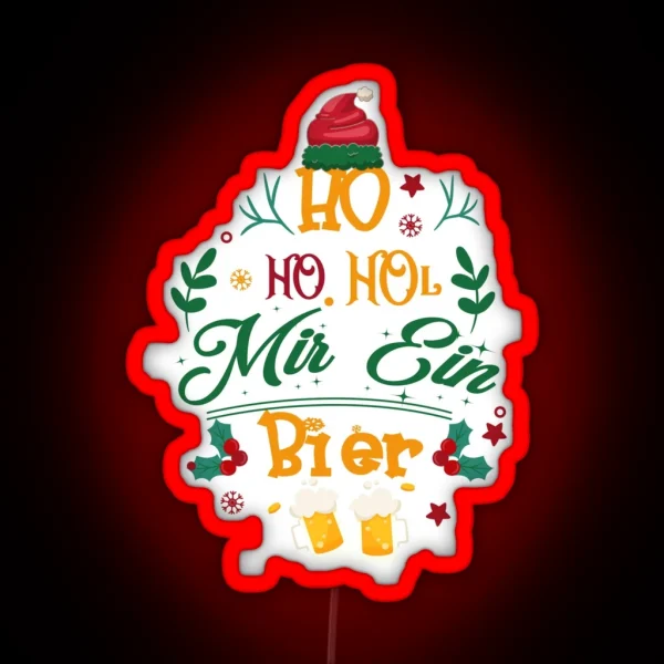 Herren Witziges Weihnachten Ho Ho Hol Mir Ein Bier Ugly Christmas Led RGB Neon Sign