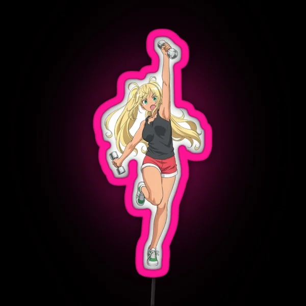 Hibiki Sakura Workout Dumbbell Nan Kilo Moteru Anime Led RGB Neon Sign