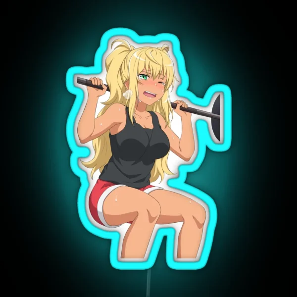 Hibiki Sakura Workout Dumbbell Nan Kilo Moteru Anime Led RGB Neon Sign
