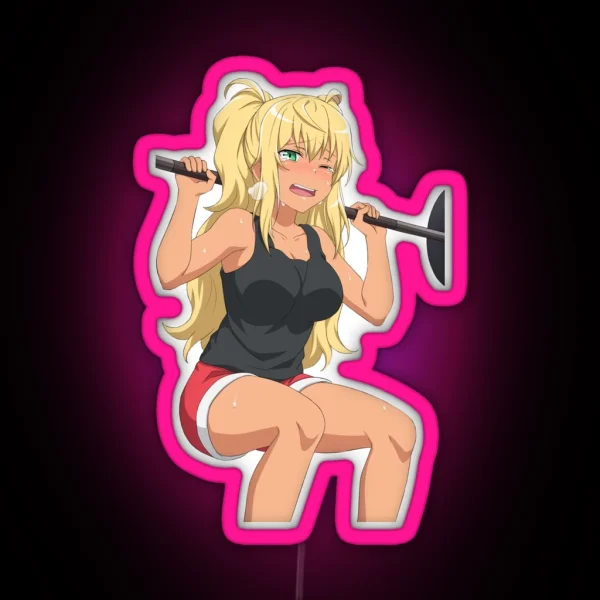 Hibiki Sakura Workout Dumbbell Nan Kilo Moteru Anime Led RGB Neon Sign
