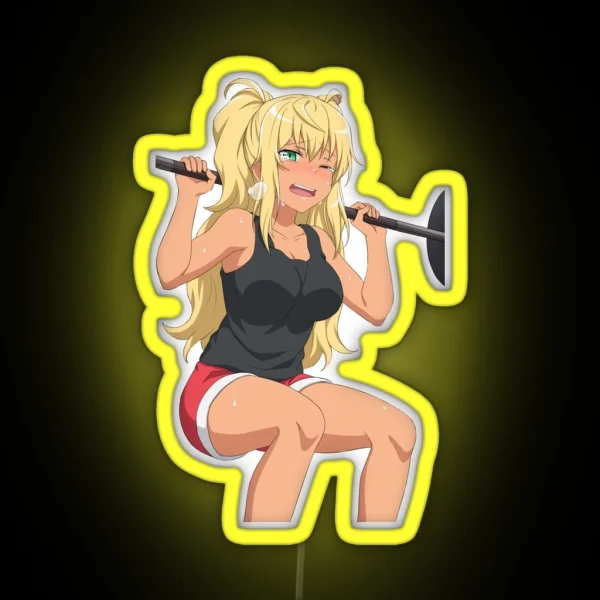 Hibiki Sakura Workout Dumbbell Nan Kilo Moteru Anime Led RGB Neon Sign