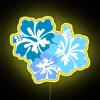 Vibrant hibiscus flower wall decor with multi-color RGB LED neon lighting