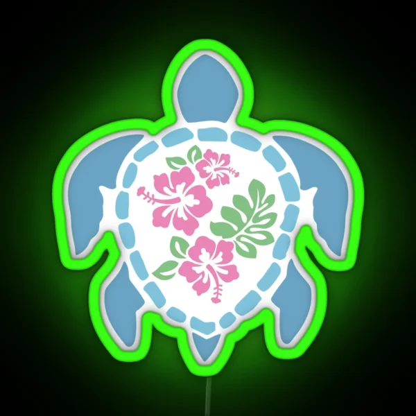 Hibiscus Turtle Blue RGB Neon Sign
