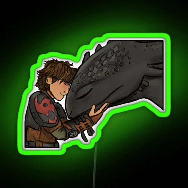 Hiccup And Toothless RGB Neon Sign
