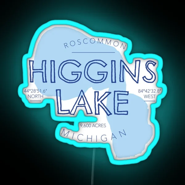 Higgins Lake Michigan RGB Neon Sign