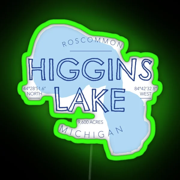 Higgins Lake Michigan RGB Neon Sign