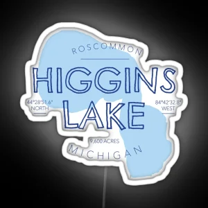 Higgins Lake Michigan RGB Neon Sign