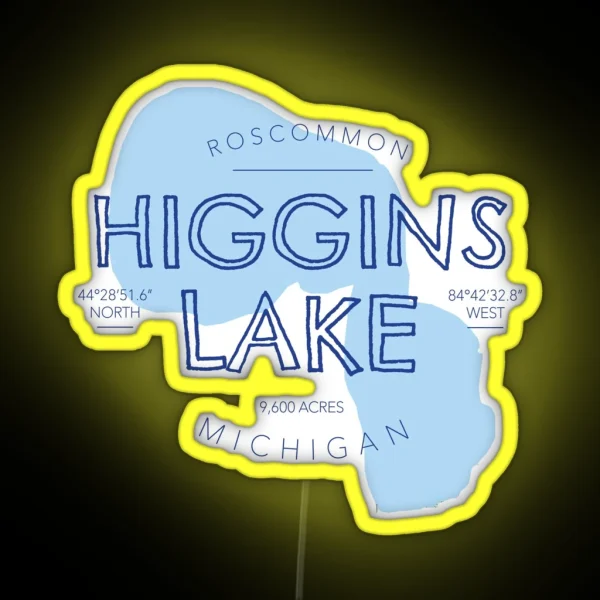 Higgins Lake Michigan RGB Neon Sign