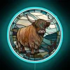 Traditional Scottish Highland Cow Design in Vibrant Stained Glass Neon Sign