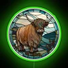 Authentic Highland Cow Art featuring Scotland's Iconic Hairy Cows in Neon