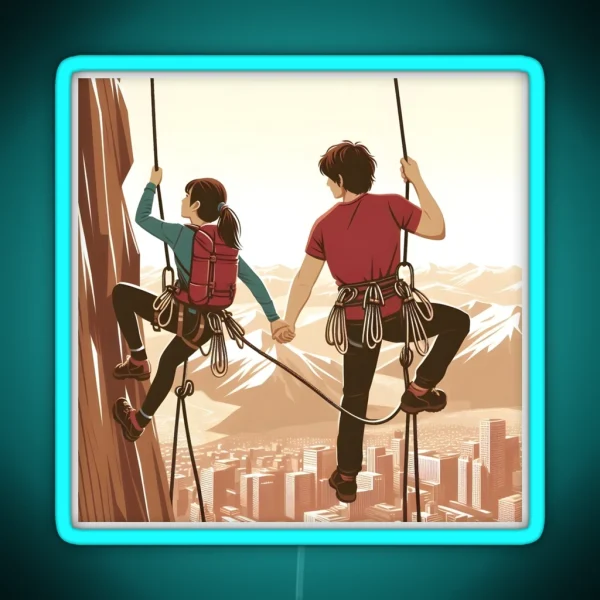 Hiking Couple On Honeymoon Diaries RGB Neon Sign