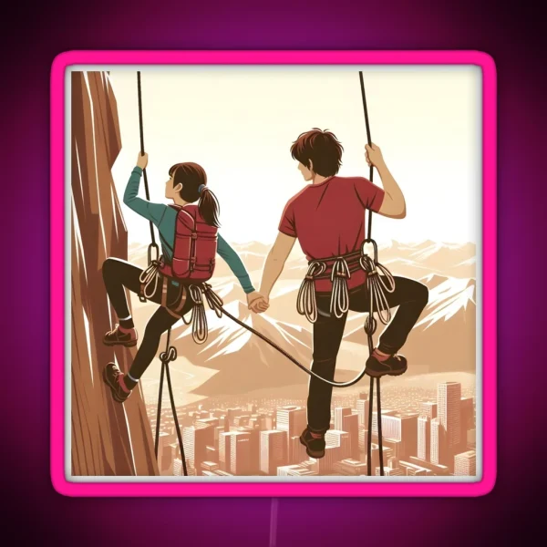 Hiking Couple On Honeymoon Diaries RGB Neon Sign