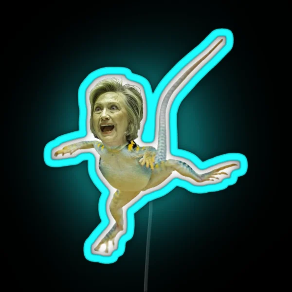 Hillary Clinton Lizard Person RGB Neon Sign