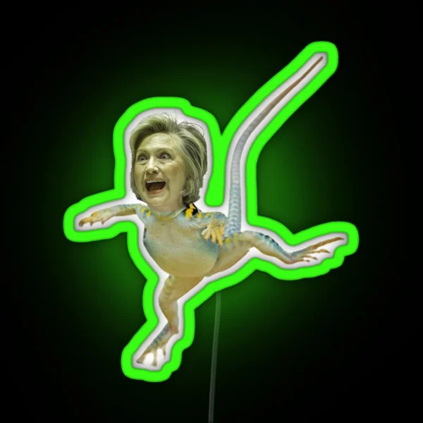 Hillary Clinton Lizard Person RGB Neon Sign