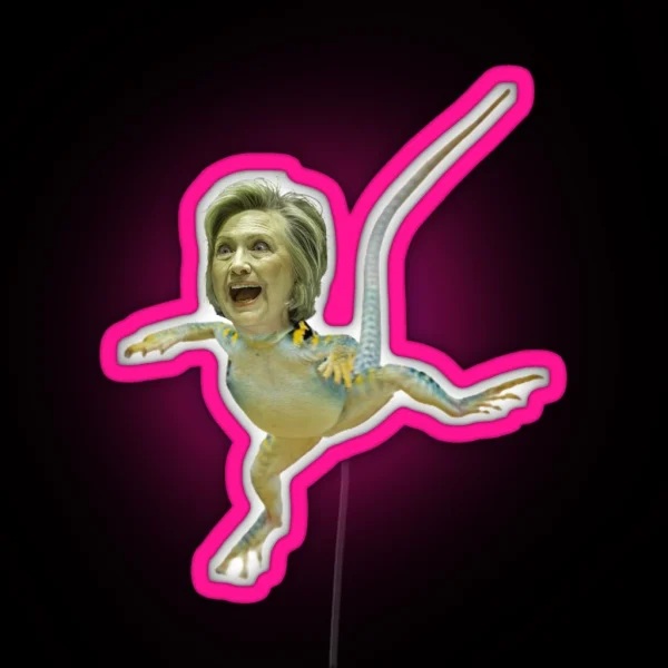 Hillary Clinton Lizard Person RGB Neon Sign