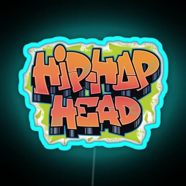Hip Hop Head Classic Graffiti Piece Print RGB Neon Sign