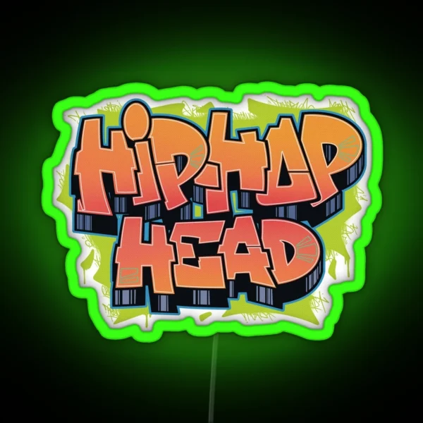 Hip Hop Head Classic Graffiti Piece Print RGB Neon Sign