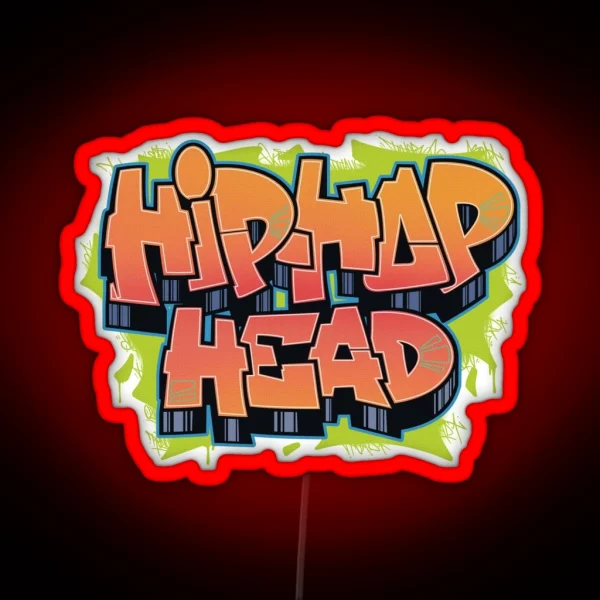 Hip Hop Head Classic Graffiti Piece Print RGB Neon Sign