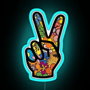 HIPPIE PEACE RGB Neon Sign