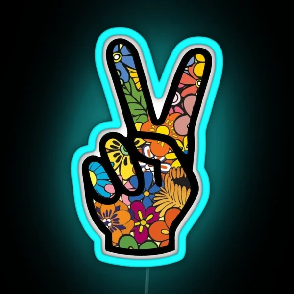 HIPPIE PEACE RGB Neon Sign