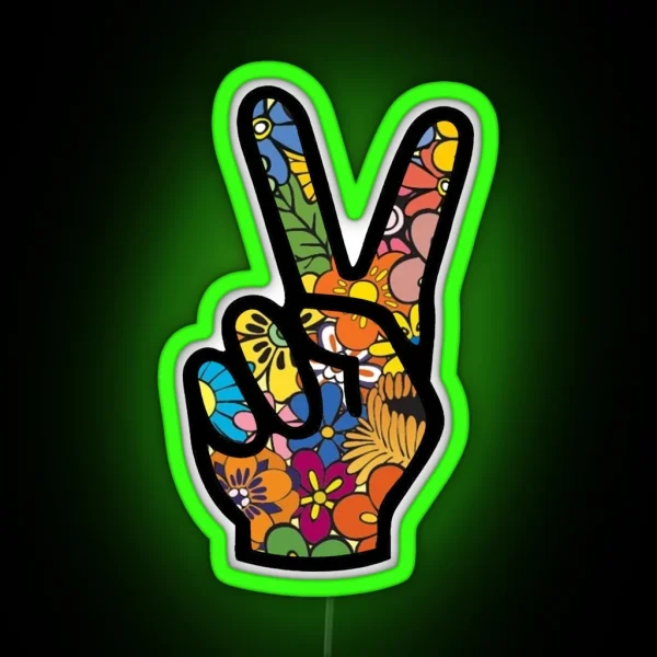 HIPPIE PEACE RGB Neon Sign