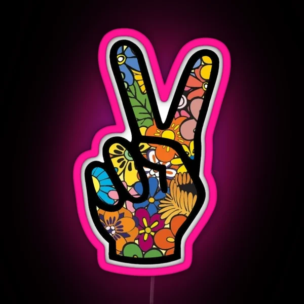 HIPPIE PEACE RGB Neon Sign