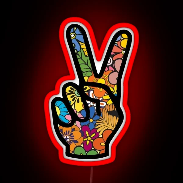 HIPPIE PEACE RGB Neon Sign