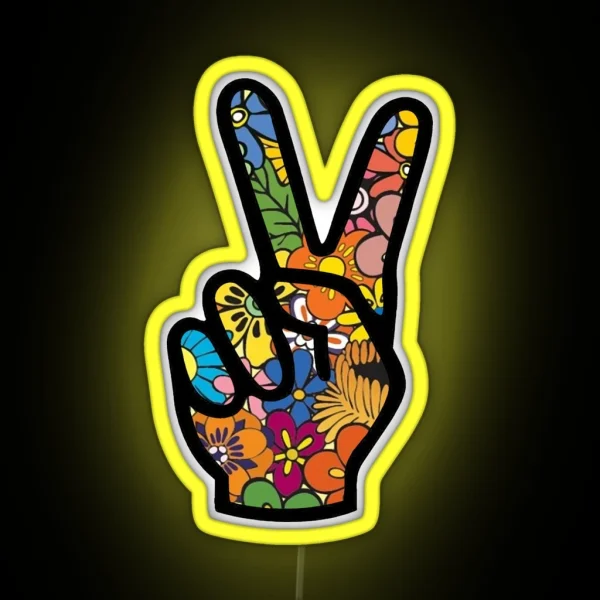 HIPPIE PEACE RGB Neon Sign