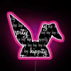 Vibrant Black RGB Neon Sign featuring Hopping Easter Bunny Character