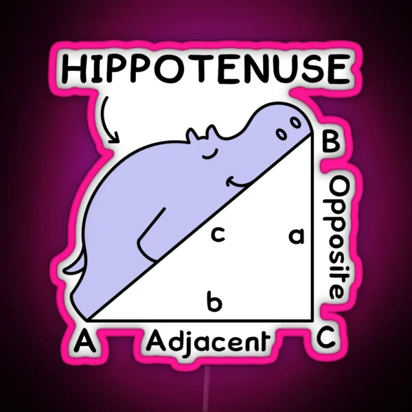Hippotenuse Hypotenuse Math Pun RGB Neon Sign