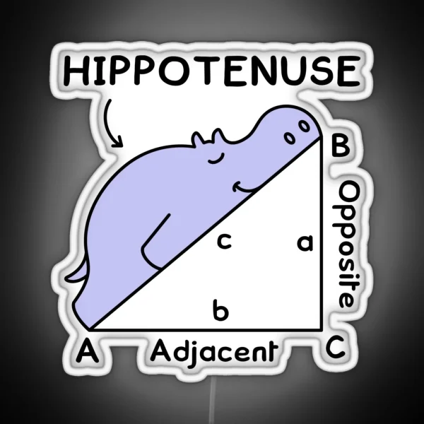 Hippotenuse Hypotenuse Math Pun RGB Neon Sign