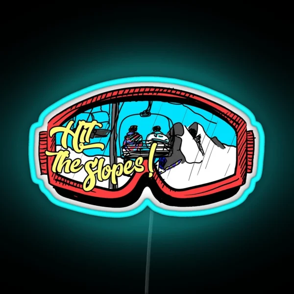 Hit The Slopes Ski Goggles RGB Neon Sign