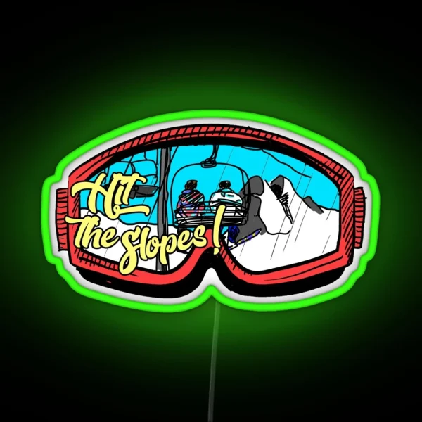 Hit The Slopes Ski Goggles RGB Neon Sign