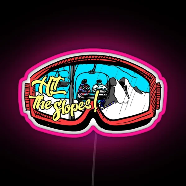 Hit The Slopes Ski Goggles RGB Neon Sign