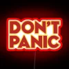 Glowing, hand-painted RBG neon sign featuring Douglas Adams' iconic message.