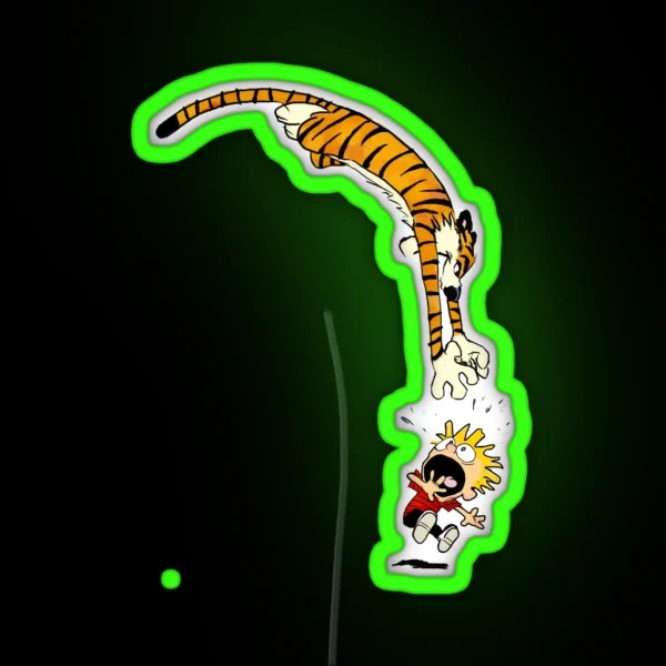 Hobbes Pouncing On Calvin RGB Neon Sign