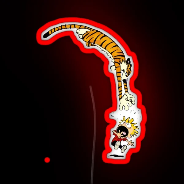 Hobbes Pouncing On Calvin RGB Neon Sign
