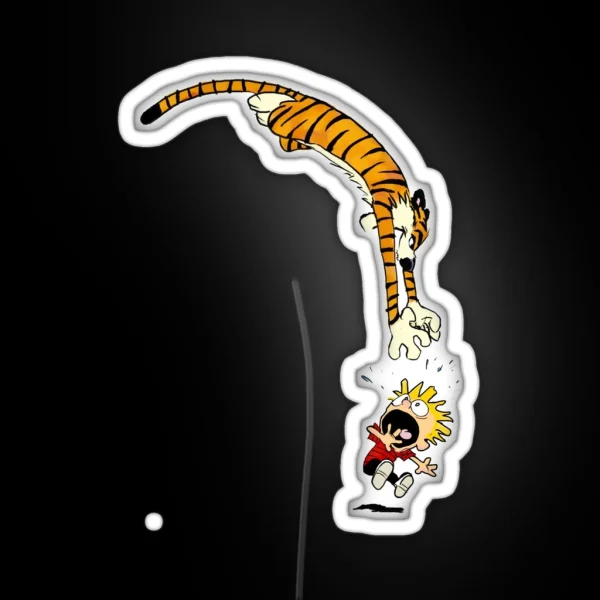 Hobbes Pouncing On Calvin RGB Neon Sign