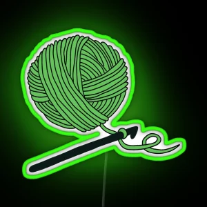 Hobby Illustrations Green Crochet RGB Neon Sign