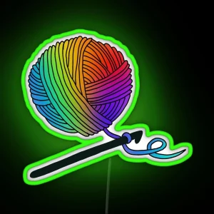 Hobby Illustrations Happy Crochet RGB Neon Sign