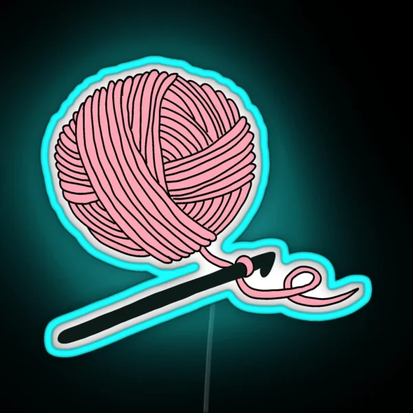 Hobby Illustrations Pastel Pink Crochet RGB Neon Sign